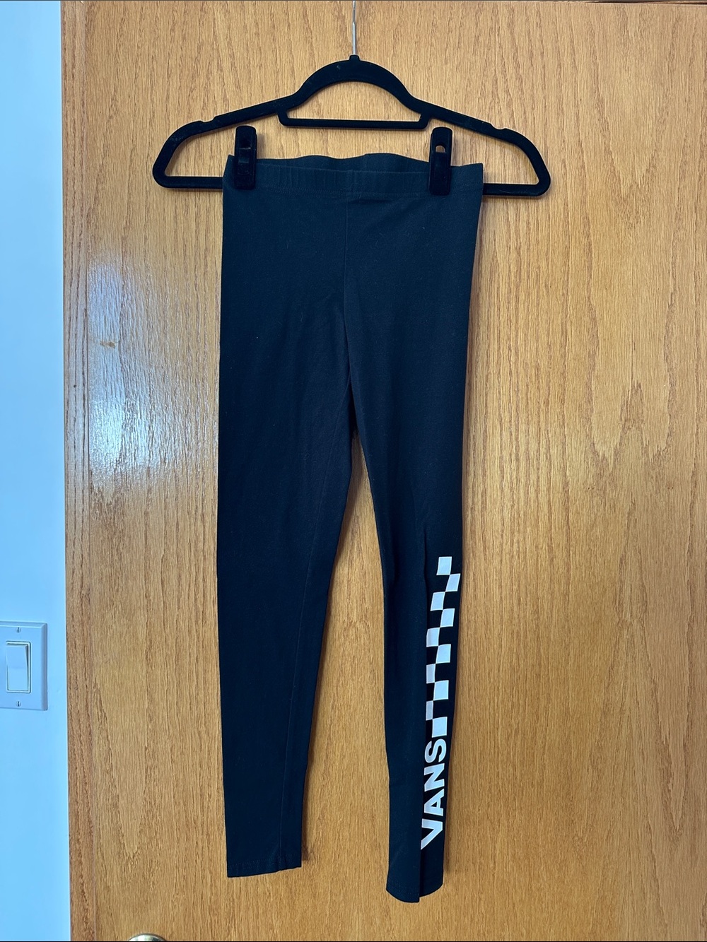 Vans Black Leggings with White Checker and Logo
